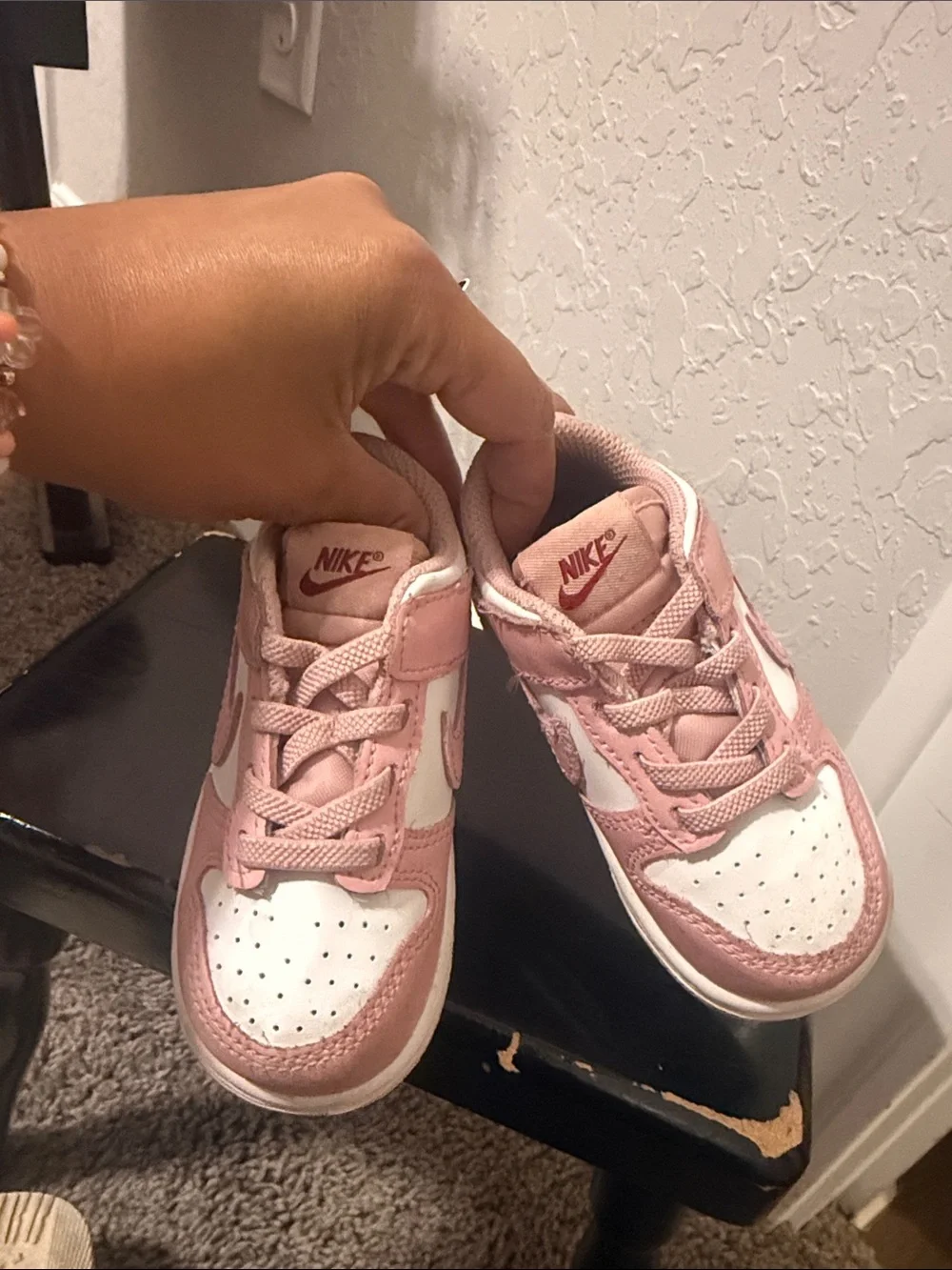 Nike Kids' Pink and White Low-Top Sneakers